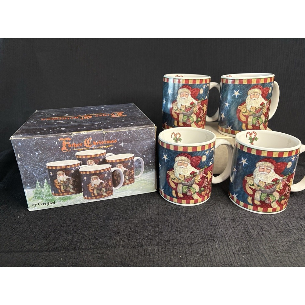 Father Christmas 4 Set Mugs by Certified International Santa Claus